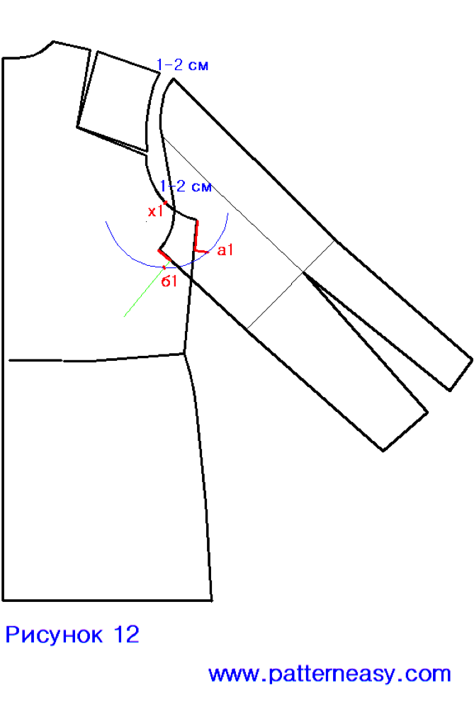 Выкройка блузки с рукавом "реглан" фото