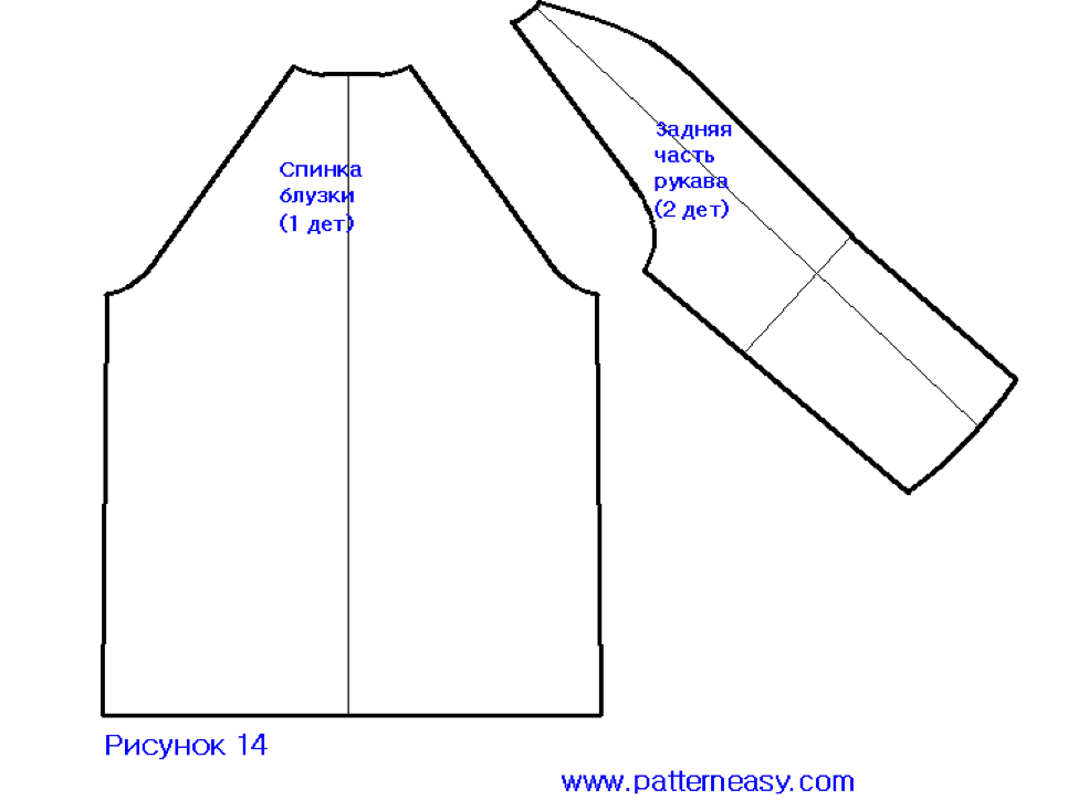 Готовые выкройки блузы с рукавом реглан размеры 42 — 56