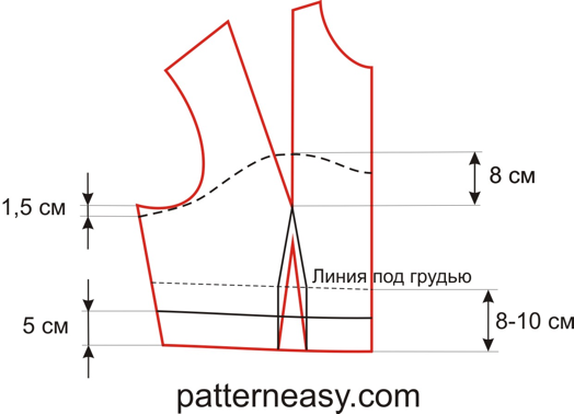 Выкройка топа с открытой