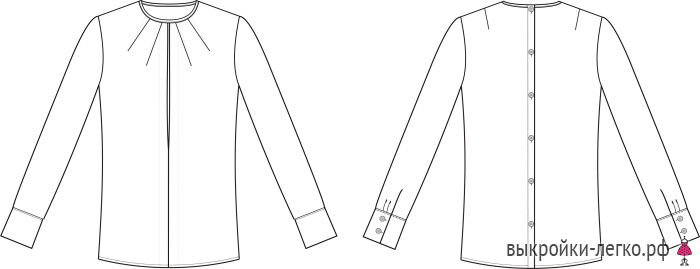 Выкройка блузки с защипами у горловины фото