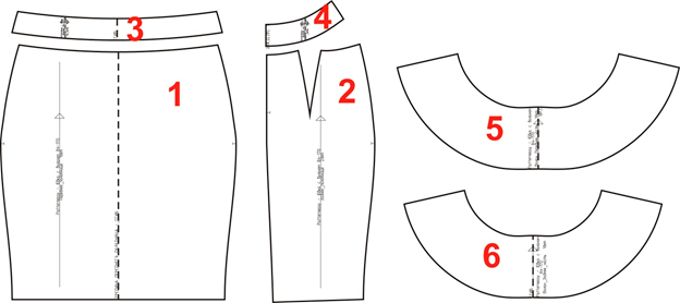 Выкройка юбки-карандаш с воланами (р-р 40-60) фото
