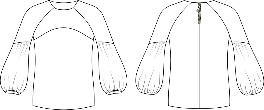Блузка с рукавом-фонариком. Инструкция по распечатке выкроек и последовательность пошива фото