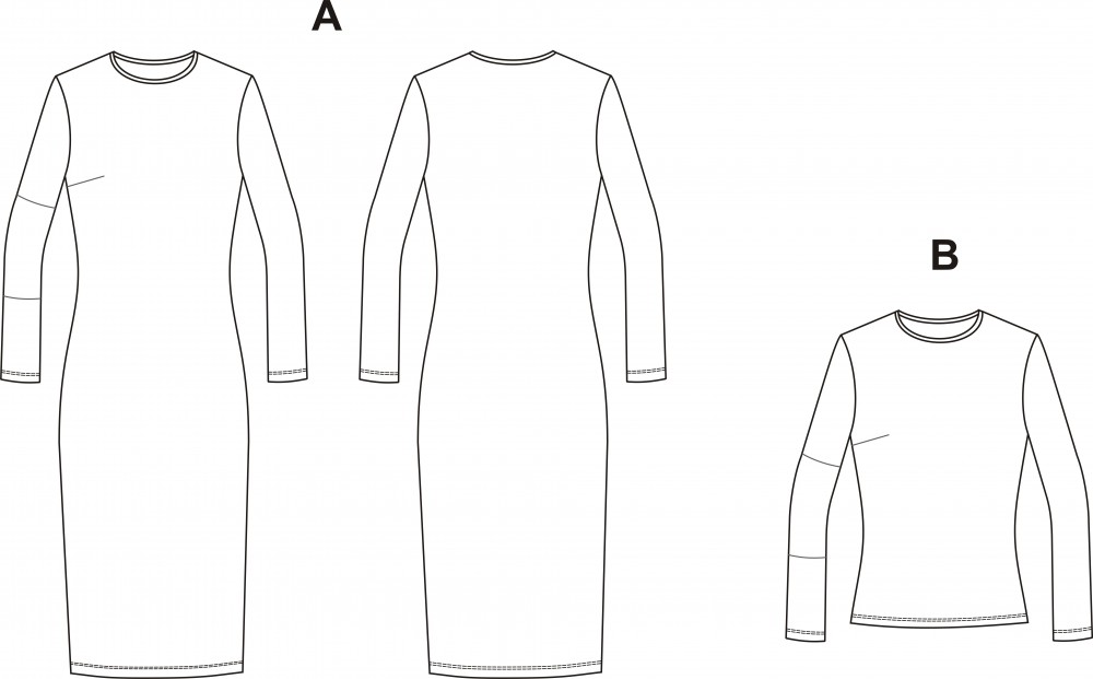 Базовое трикотажное платье и топ. Инструкция по пошиву и печати выкроек фото