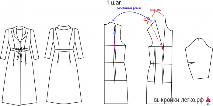 Выкройка изысканного комплекта: платье + пальто фото