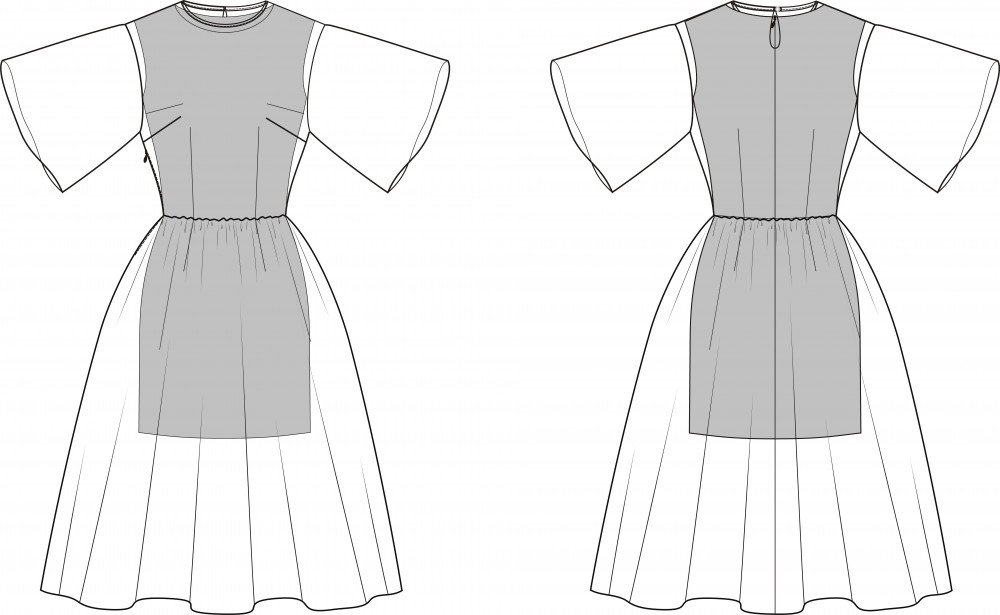 Коктейльное платье-миди. Инструкция по пошиву и печати выкроек фото