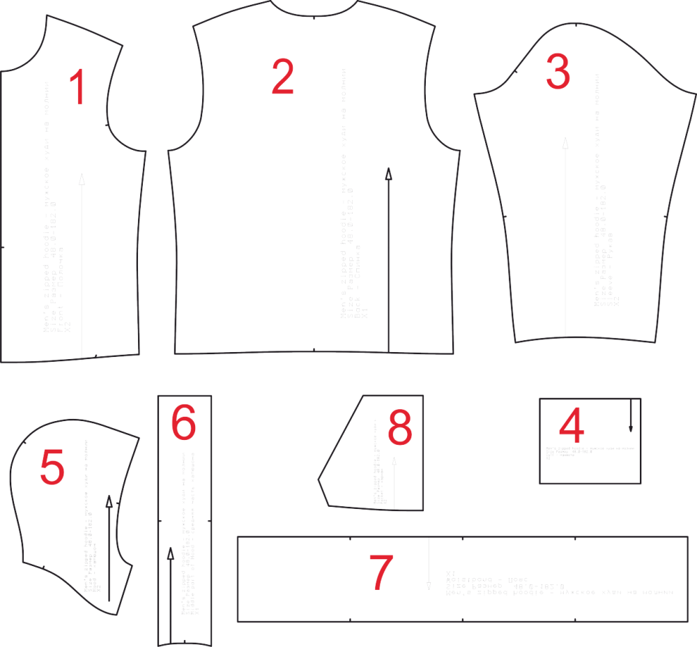 Мужское худи. Инструкция по пошиву и печати выкроек фото