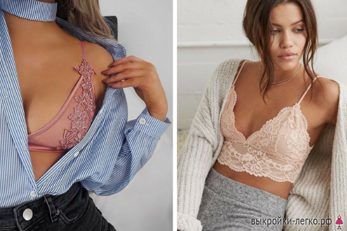 Patterns of a bralette without pits