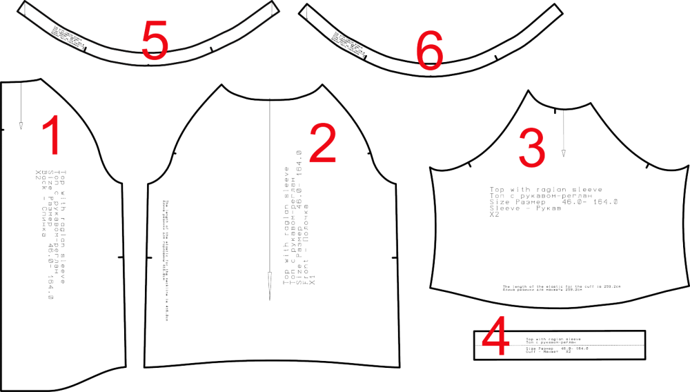 Топ с рукавом реглан. Инструкция по пошиву и печати выкроек фото