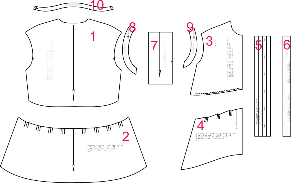 Легкая блуза. Инструкция по пошиву и печати выкроек фото