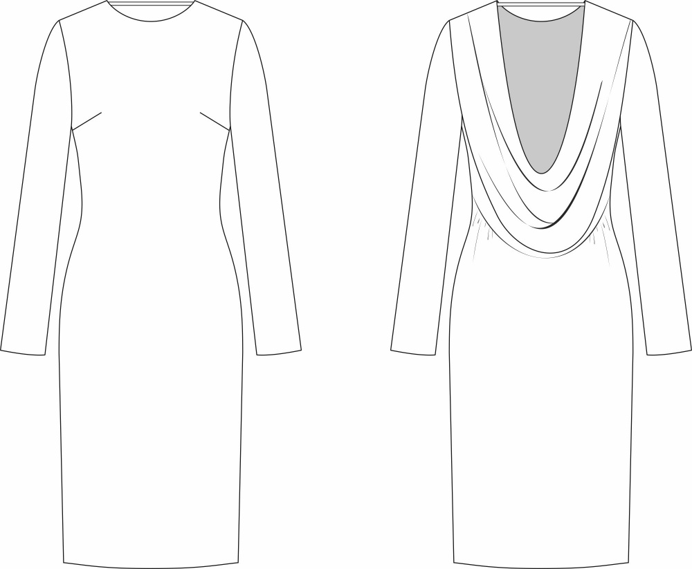 Платье с открытой спиной — выкройка