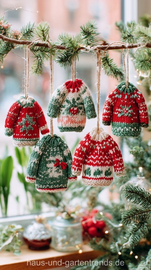 Вязаные ёлочные игрушки: тёплое украшение для зимнего дома фото