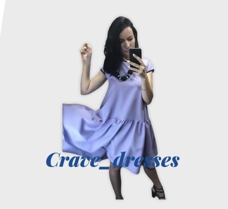 Платье А-силуэта с воланом фото