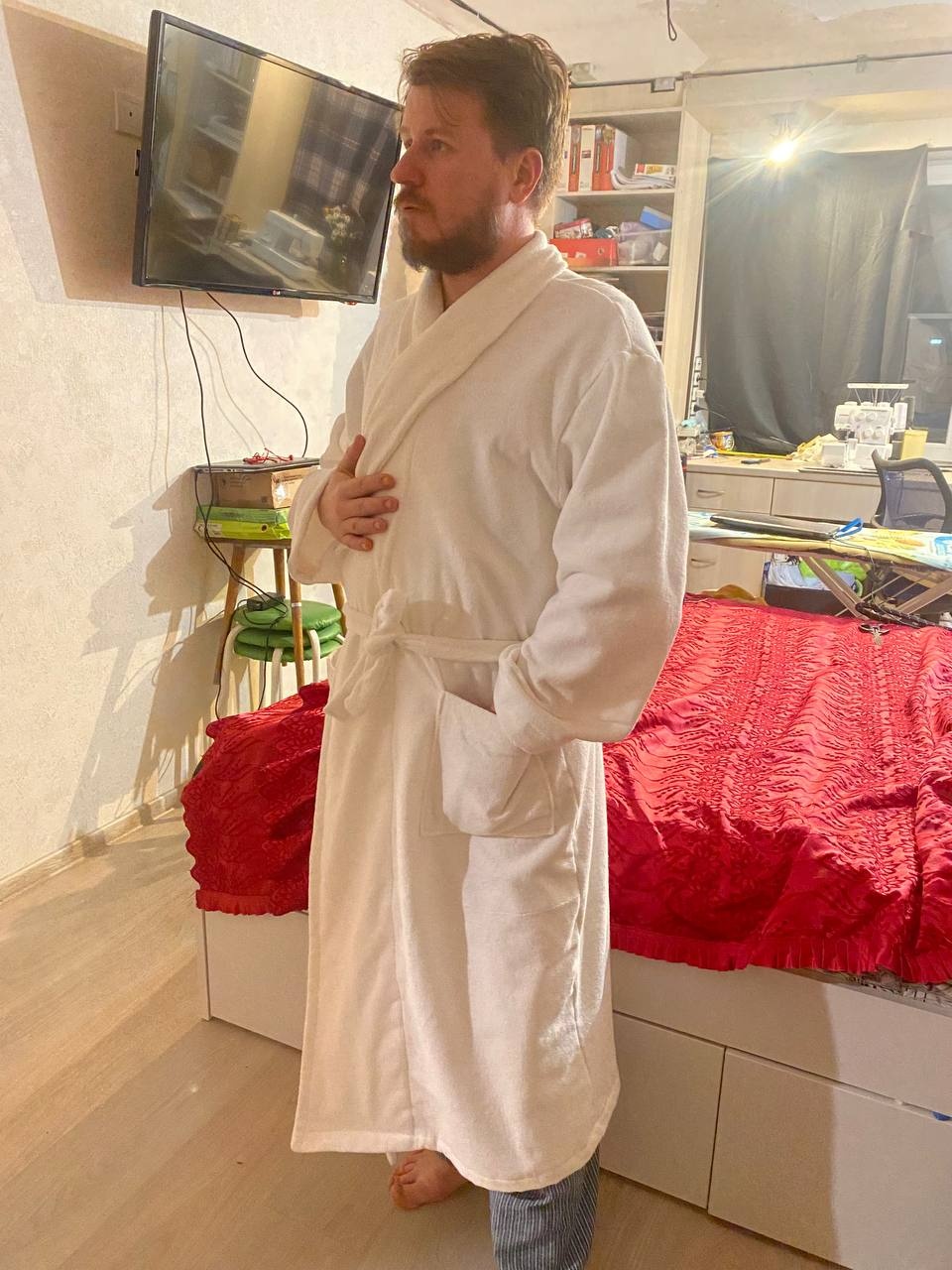 Махровый мужской халат фото
