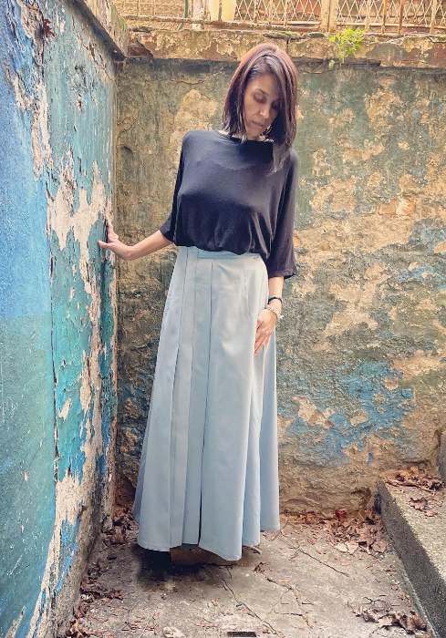 2 in 1: Ready-made pattern of a stylized kilt skirt
