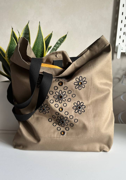 Вышивка ришелье на шоппере