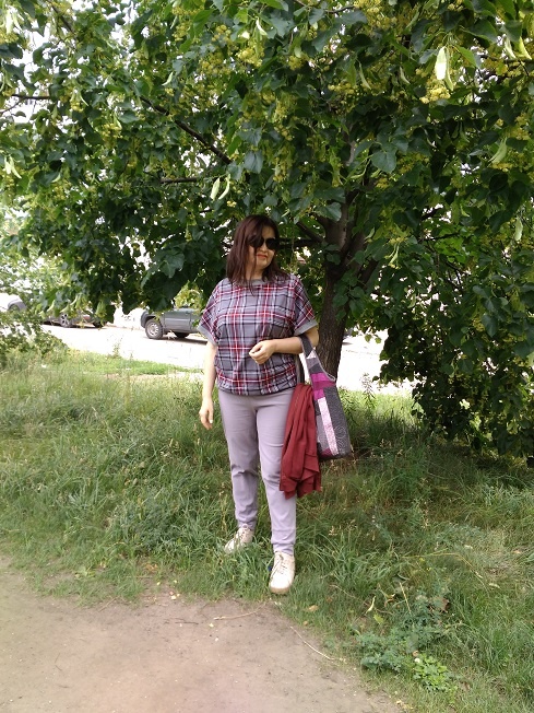 Базовый топ в клетку  фото