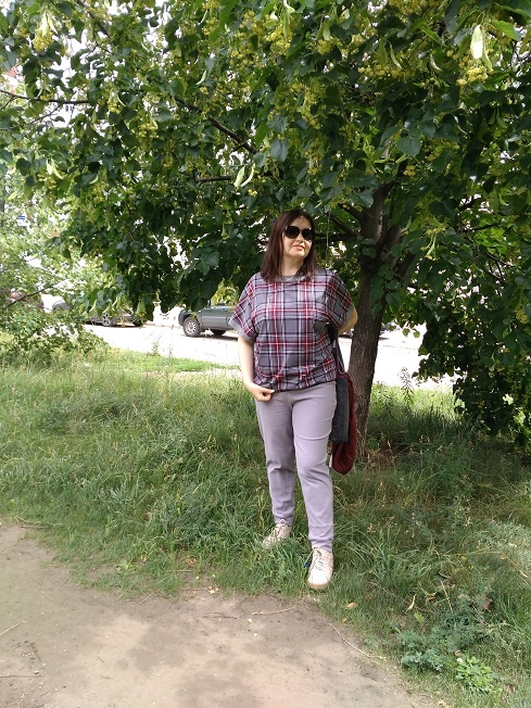 Базовый топ в клетку  фото
