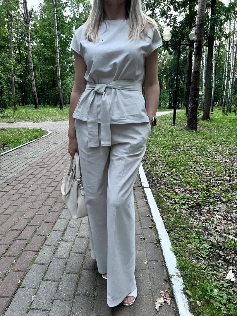Льняной костюм с брюками «Облака» фото