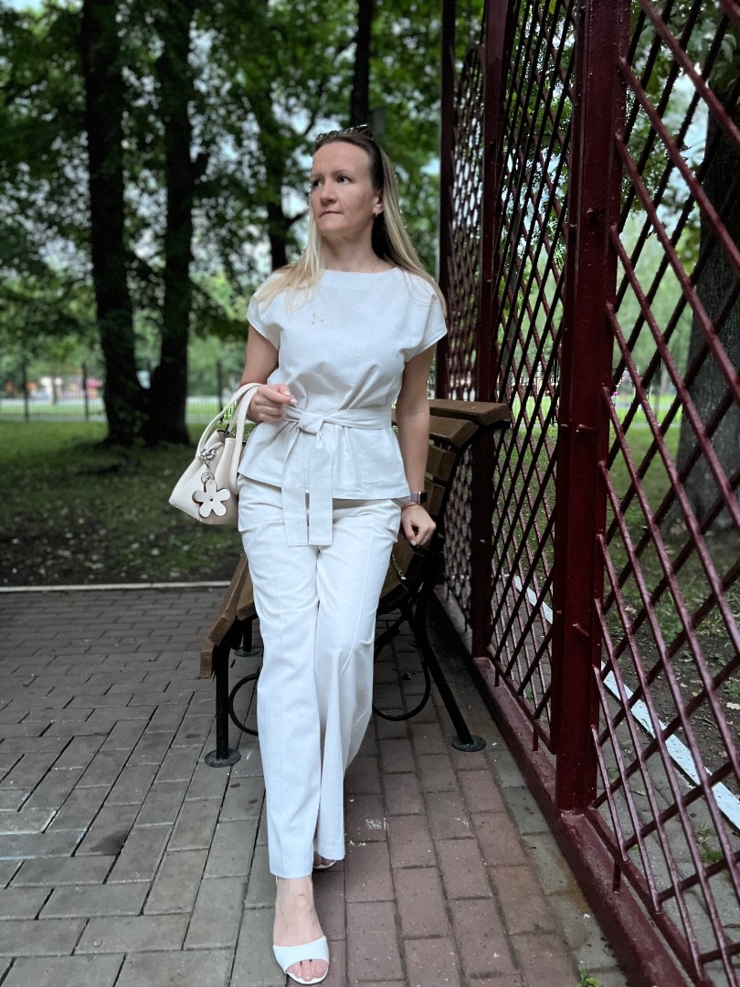 Льняной костюм с брюками «Облака» фото