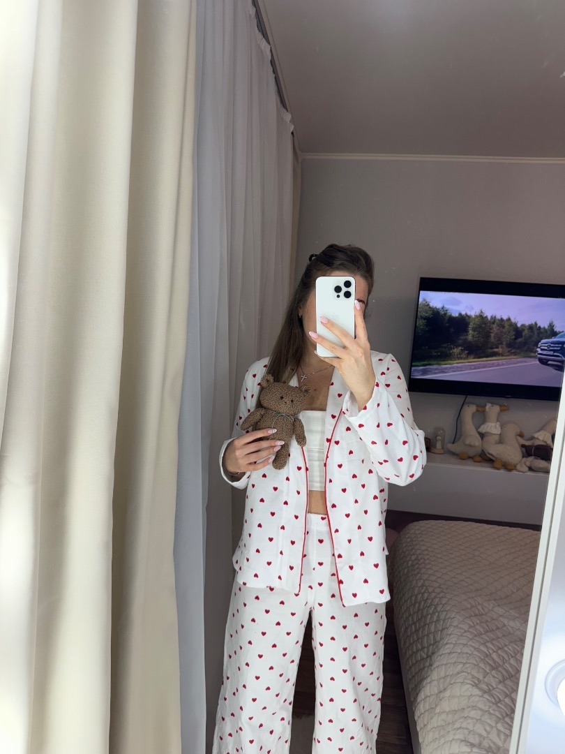 Пижама из фланели в сердечко  фото