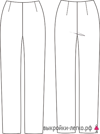 Выкройка женских трикотажных брюк на резинке №134