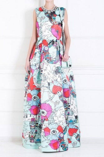 Платье в пол с принтом. Инструкция по распечатке выкроек и последовательность пошива