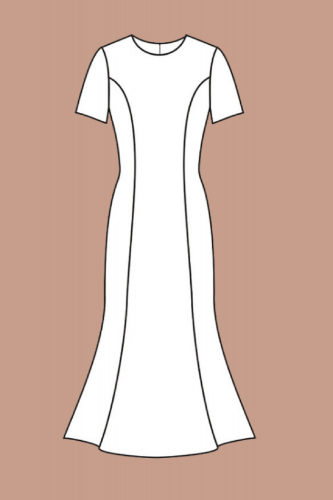 Готовая выкройка базового платья с юбкой годе "Стефания"