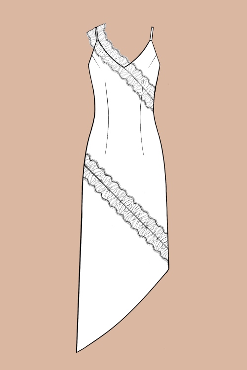 Выкройка асимметричного платья. Праздничная коллекция «Джоконда»_normal