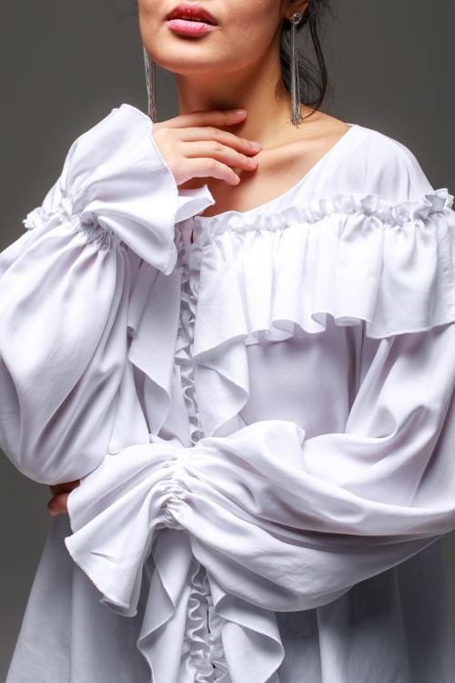 Выкройка блузы с рюшами. Праздничная коллекция «Джоконда»_normal