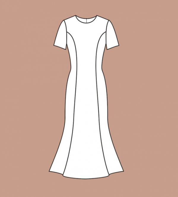 Выкройка базового платья с юбкой годе "Стефания"_normal