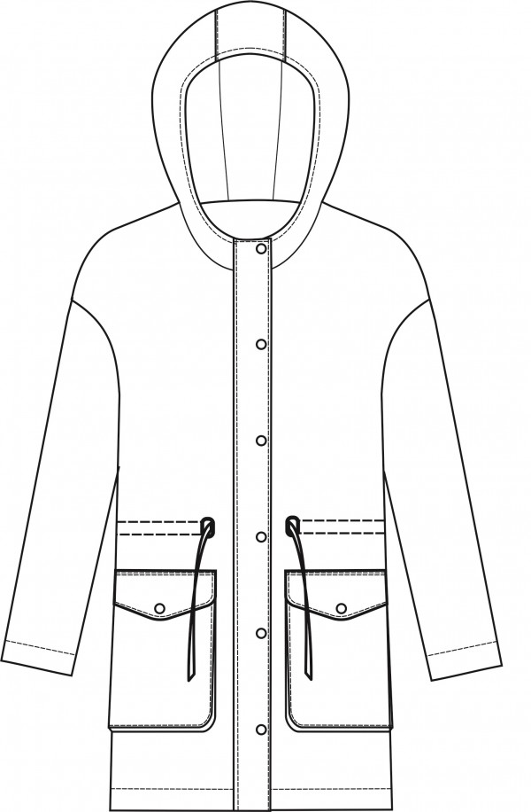 Технический рисунок куртки с капюшоном