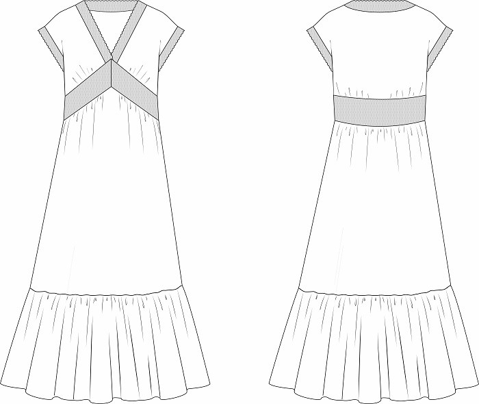Выкройка платья "Амели" (р-р 36-64) фото